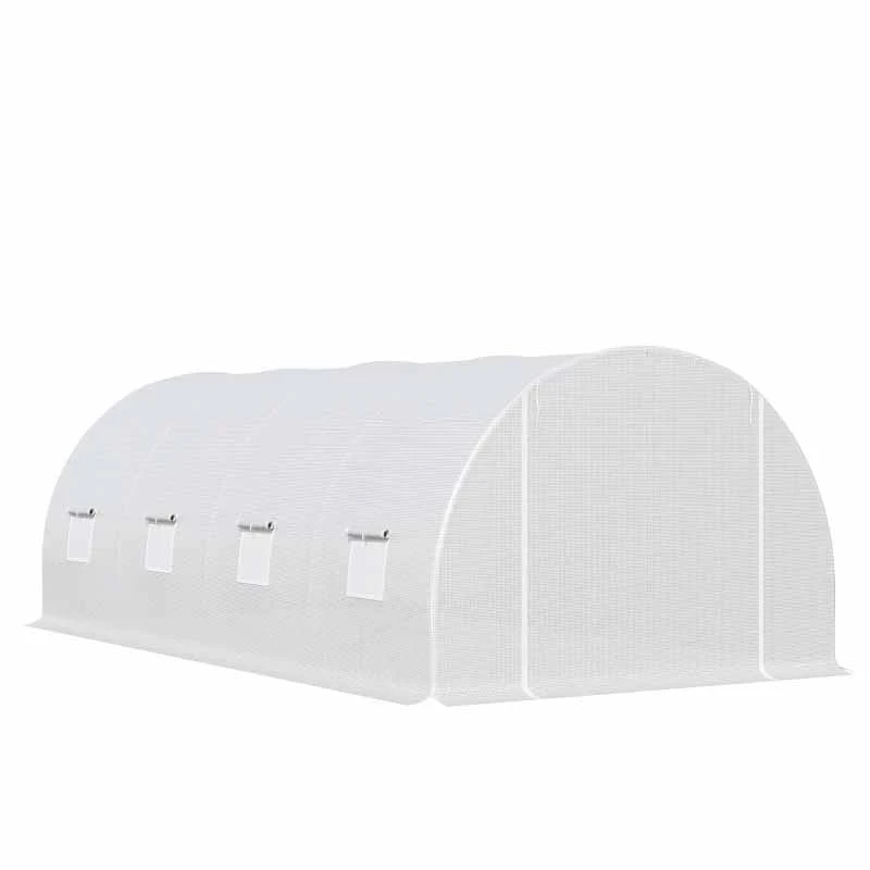 Outsunny 6 X 3 X 2m Walk In Polytunnel Greenhouse With Zippered Door & 8 Windows - White - 845-120 3 Outsunny 6 X 3 X 2m Walk In Polytunnel Greenhouse With Zippered Door & 8 Windows - White - 845-120 - Image 3