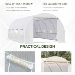 Outsunny 6 X 3 X 2m Walk In Polytunnel Greenhouse With Zippered Door & 8 Windows - White - 845-120 15 Outsunny 6 X 3 X 2m Walk In Polytunnel Greenhouse With Zippered Door & 8 Windows - White - 845-120 -OUTSUNNY Sales Shop o u outsunny 845 120 practical