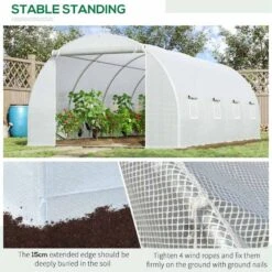 Outsunny 6 X 3 X 2m Walk In Polytunnel Greenhouse With Zippered Door & 8 Windows - White - 845-120 14 Outsunny 6 X 3 X 2m Walk In Polytunnel Greenhouse With Zippered Door & 8 Windows - White - 845-120 -OUTSUNNY Sales Shop o u outsunny 845 120 stable
