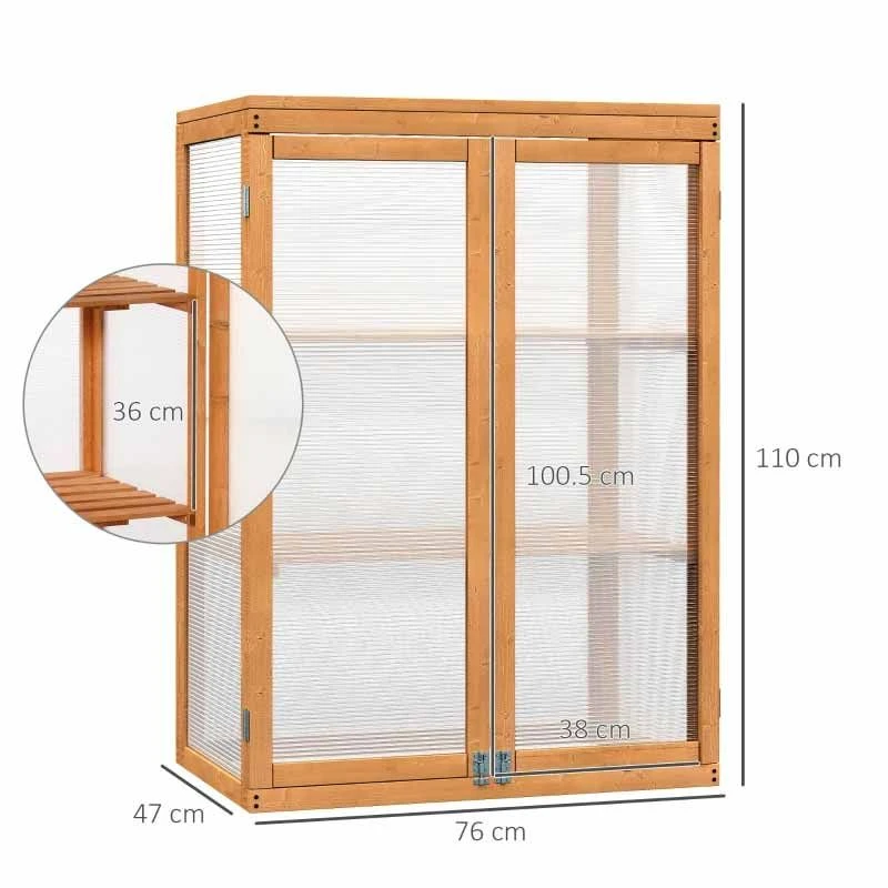 Outsunny 3-Tier Mini Wooden Greenhouse Cold Frame 76L X 47W X 110Hcm - Fir Wood - 845-135 2 Outsunny 3-Tier Mini Wooden Greenhouse Cold Frame 76L X 47W X 110Hcm - Fir Wood - 845-135 - Image 2
