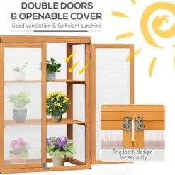 Outsunny 3-Tier Mini Wooden Greenhouse Cold Frame 76L X 47W X 110Hcm - Fir Wood - 845-135 14 Outsunny 3-Tier Mini Wooden Greenhouse Cold Frame 76L X 47W X 110Hcm - Fir Wood - 845-135 -OUTSUNNY Sales Shop o u outsunny 845 135 door