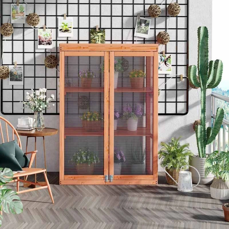 Outsunny 3-Tier Mini Wooden Greenhouse Cold Frame 76L X 47W X 110Hcm - Fir Wood - 845-135 1 Outsunny 3-Tier Mini Wooden Greenhouse Cold Frame 76L X 47W X 110Hcm - Fir Wood - 845-135