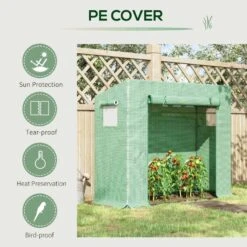 Outsunny Walk-In Polytunnel Greenhouse With Reinforced Top Cover 1.98x0.77x1.49m - Green - 845-144V01 13 Outsunny Walk-In Polytunnel Greenhouse With Reinforced Top Cover 1.98x0.77x1.49m - Green - 845-144V01 -OUTSUNNY Sales Shop o u outsunny 845 144v01 cover