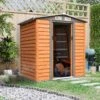 Outsunny 4.9 X 6.3ft Galvanized Steel Garden Shed - Brown - 845-171