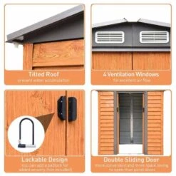 Outsunny 4.9 X 6.3ft Galvanized Steel Garden Shed - Brown - 845-171 -OUTSUNNY Sales Shop o u outsunny 845 171 features