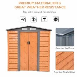 Outsunny 4.9 X 6.3ft Galvanized Steel Garden Shed - Brown - 845-171 -OUTSUNNY Sales Shop o u outsunny 845 171 material