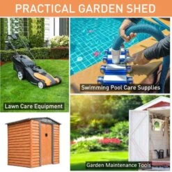 Outsunny 4.9 X 6.3ft Galvanized Steel Garden Shed - Brown - 845-171 -OUTSUNNY Sales Shop o u outsunny 845 171 practical