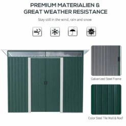 Outsunny 8.5 X 4ft Tilted Roofed Metal Storage Garden Shed With Lightsky Panels - Green - 845-173V01GN -OUTSUNNY Sales Shop o u outsunny 845 173v01gn material