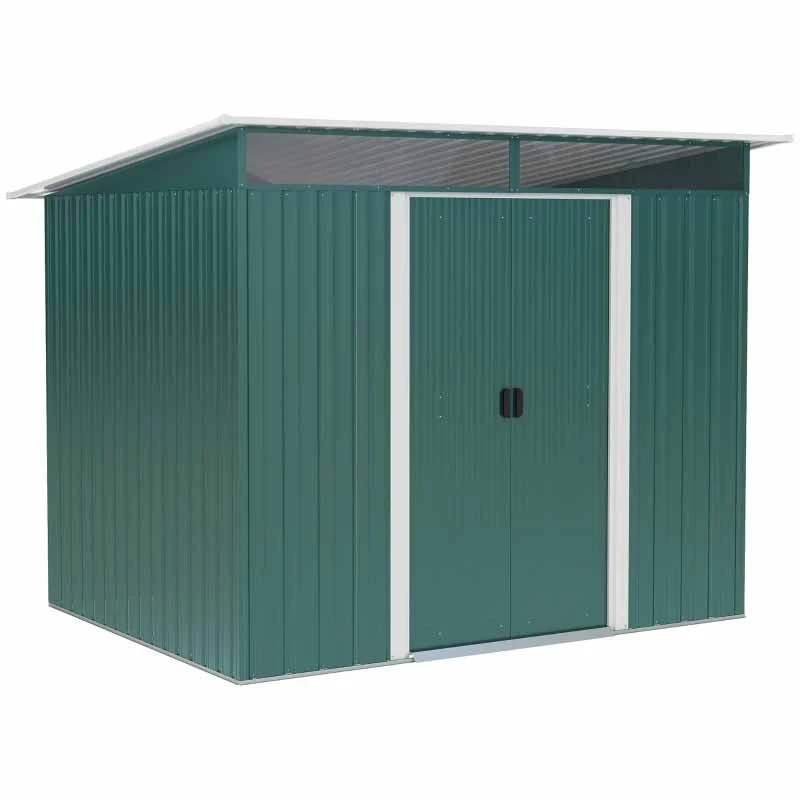 Outsunny 8.5 X 6ft Tilted Roofed Metal Storage Garden Shed With Lightsky Panels - Green - 845-174V01GN 3 Outsunny 8.5 X 6ft Tilted Roofed Metal Storage Garden Shed With Lightsky Panels - Green - 845-174V01GN - Image 3