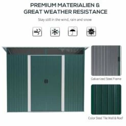 Outsunny 8.5 X 6ft Tilted Roofed Metal Storage Garden Shed With Lightsky Panels - Green - 845-174V01GN 15 Outsunny 8.5 X 6ft Tilted Roofed Metal Storage Garden Shed With Lightsky Panels - Green - 845-174V01GN -OUTSUNNY Sales Shop o u outsunny 845 174v01gn material