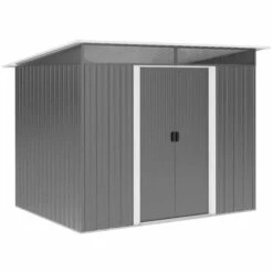 Outsunny 9 X 6ft Metal Garden Storage Shed With Tilted Roof & Ventilation - Grey - 845-174V01GY -OUTSUNNY Sales Shop o u outsunny 845 174v01gy full