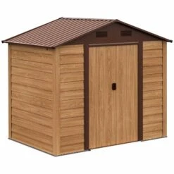 Outsunny 7.7 X 6.4ft Slatted Steel Garden Storage Shed With Foundation - Brown - 845-179 -OUTSUNNY Sales Shop o u outsunny 845 179 full