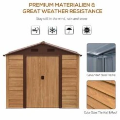 Outsunny 7.7 X 6.4ft Slatted Steel Garden Storage Shed With Foundation - Brown - 845-179 -OUTSUNNY Sales Shop o u outsunny 845 179 material