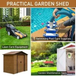 Outsunny 7.7 X 6.4ft Slatted Steel Garden Storage Shed With Foundation - Brown - 845-179 -OUTSUNNY Sales Shop o u outsunny 845 179 practical