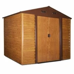 Outsunny 6.3 X 9.1ft Slatted Steel Wood Effect Garden Shed - Brown - 845-179V01 -OUTSUNNY Sales Shop o u outsunny 845 179v01 full
