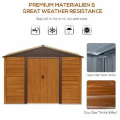 Outsunny 6.3 X 9.1ft Slatted Steel Wood Effect Garden Shed - Brown - 845-179V01 -OUTSUNNY Sales Shop o u outsunny 845 179v01 material