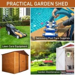 Outsunny 6.3 X 9.1ft Slatted Steel Wood Effect Garden Shed - Brown - 845-179V01 -OUTSUNNY Sales Shop o u outsunny 845 179v01 use