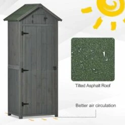 Outsunny Garden Storage Shed / Tool House With 3 Shelves 77x54x179cm - Grey - 845-209V01 14 Outsunny Garden Storage Shed / Tool House With 3 Shelves 77x54x179cm - Grey - 845-209V01 -OUTSUNNY Sales Shop o u outsunny 845 209v01 features