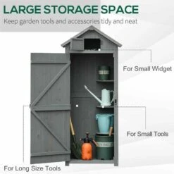 Outsunny Garden Storage Shed / Tool House With 3 Shelves 77x54x179cm - Grey - 845-209V01 13 Outsunny Garden Storage Shed / Tool House With 3 Shelves 77x54x179cm - Grey - 845-209V01 -OUTSUNNY Sales Shop o u outsunny 845 209v01 storage