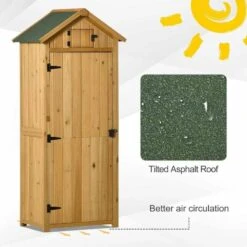 Outsunny Garden Storage Shed With 3 Shelves 77 X 54 X 179cm - Brown - 845-209V01BN 14 Outsunny Garden Storage Shed With 3 Shelves 77 X 54 X 179cm - Brown - 845-209V01BN -OUTSUNNY Sales Shop o u outsunny 845 209v01bn features