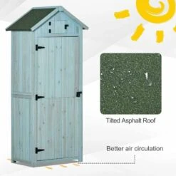 Outsunny Garden Storage Shed With 3 Shelves 77 X 54 X 179cm - Blue - 845-209V01BU -OUTSUNNY Sales Shop o u outsunny 845 209v01bu features