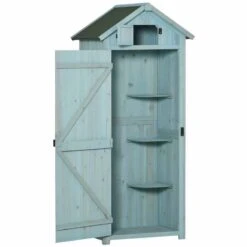 Outsunny Garden Storage Shed With 3 Shelves 77 X 54 X 179cm - Blue - 845-209V01BU -OUTSUNNY Sales Shop o u outsunny 845 209v01bu full