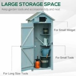 Outsunny Garden Storage Shed With 3 Shelves 77 X 54 X 179cm - Blue - 845-209V01BU -OUTSUNNY Sales Shop o u outsunny 845 209v01bu storage