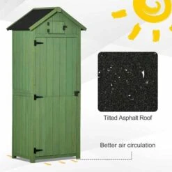 Outsunny Garden Storage Shed / Tool House With 3 Shelves 77x54x179cm - Green - 845-209V01GN -OUTSUNNY Sales Shop o u outsunny 845 209v01gn features