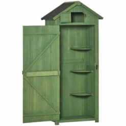 Outsunny Garden Storage Shed / Tool House With 3 Shelves 77x54x179cm - Green - 845-209V01GN -OUTSUNNY Sales Shop o u outsunny 845 209v01gn full