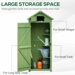 Outsunny Garden Storage Shed / Tool House With 3 Shelves 77x54x179cm - Green - 845-209V01GN -OUTSUNNY Sales Shop o u outsunny 845 209v01gn storage