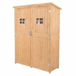 Outsunny 1.6 X 4.1ft Fir Wood Garden Shed With Windows - Brown - 845-210 -OUTSUNNY Sales Shop o u outsunny 845 210 full