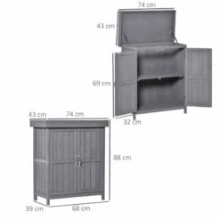Outsunny Wooden Garden Storage Shed With Hinged Roof - Grey - 845-212GY -OUTSUNNY Sales Shop o u outsunny 845 212gy dimensions