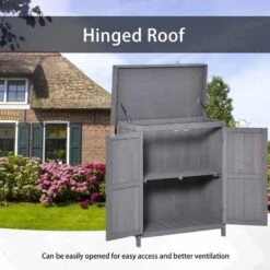 Outsunny Wooden Garden Storage Shed With Hinged Roof - Grey - 845-212GY -OUTSUNNY Sales Shop o u outsunny 845 212gy roof