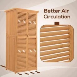 Outsunny 87 X 47 X 160cm Garden Wooden Storage Shed With Asphalt Roof & 2 Large Doors - Natural - 845-215BN -OUTSUNNY Sales Shop o u outsunny 845 215bn air circulation