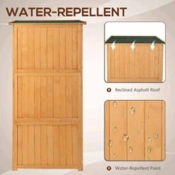 Outsunny 87 X 47 X 160cm Garden Wooden Storage Shed With Asphalt Roof & 2 Large Doors - Natural - 845-215BN -OUTSUNNY Sales Shop o u outsunny 845 215bn water resistant