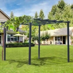 Outsunny 3 X 3m Metal Pergola Gazebo Grape Trellis For Climbing Plants - Black - 845-231 -OUTSUNNY Sales Shop o u outsunny 845 231 outdoor