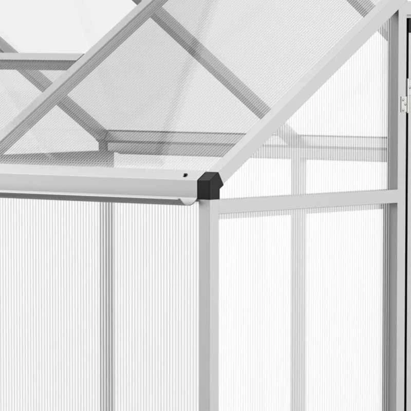 Outsunny Walk-In Greenhouse With Aluminium Frame & Galvanized Base 182L X 183W X 195Hcm - Silver - 845-243 9 Outsunny Walk-In Greenhouse With Aluminium Frame & Galvanized Base 182L X 183W X 195Hcm - Silver - 845-243 - Image 9