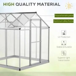 Outsunny Walk-In Greenhouse With Aluminium Frame & Galvanized Base 182L X 183W X 195Hcm - Silver - 845-243 13 Outsunny Walk-In Greenhouse With Aluminium Frame & Galvanized Base 182L X 183W X 195Hcm - Silver - 845-243 -OUTSUNNY Sales Shop o u outsunny 845 243 material