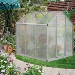 Outsunny Walk-In Greenhouse With Aluminium Frame & Galvanized Base 182L X 183W X 195Hcm - Silver - 845-243 19 Outsunny Walk-In Greenhouse With Aluminium Frame & Galvanized Base 182L X 183W X 195Hcm - Silver - 845-243 -OUTSUNNY Sales Shop o u outsunny 845 243 outdoor