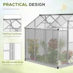 Outsunny Walk-In Greenhouse With Aluminium Frame & Galvanized Base 182L X 183W X 195Hcm - Silver - 845-243 14 Outsunny Walk-In Greenhouse With Aluminium Frame & Galvanized Base 182L X 183W X 195Hcm - Silver - 845-243 -OUTSUNNY Sales Shop o u outsunny 845 243 practical