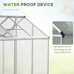 Outsunny Walk-In Greenhouse With Aluminium Frame & Galvanized Base 182L X 183W X 195Hcm - Silver - 845-243 15 Outsunny Walk-In Greenhouse With Aluminium Frame & Galvanized Base 182L X 183W X 195Hcm - Silver - 845-243 -OUTSUNNY Sales Shop o u outsunny 845 243 water proof