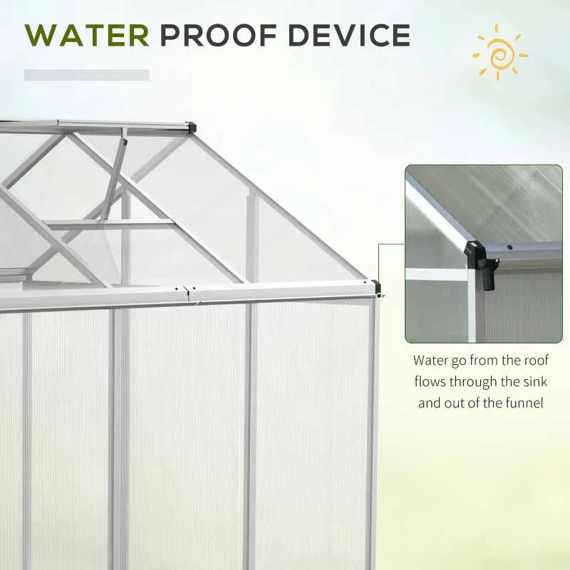 Outsunny Walk-In Greenhouse With Aluminium Frame & Galvanized Base 182L X 183W X 195Hcm - Silver - 845-243 6 Outsunny Walk-In Greenhouse With Aluminium Frame & Galvanized Base 182L X 183W X 195Hcm - Silver - 845-243 - Image 6