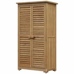 Outsunny 3-Tier Wooden Garden Storage Shed With 2 Shutter Doors - Brown - 845-247 -OUTSUNNY Sales Shop o u outsunny 845 247 full