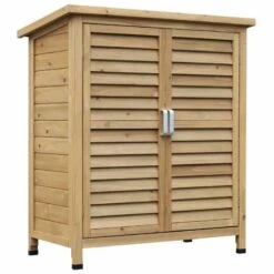 Outsunny 1.5 X 2.8ft Fir Wood Slatted Door Garden Storage Cabinet - Brown - 845-248 -OUTSUNNY Sales Shop o u outsunny 845 248 full
