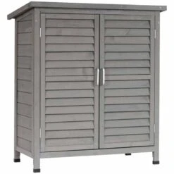 Outsunny Wooden Garden Storage Shed With 2 Doors 87L X 46.5W X 96.5Hcm - Grey - 845-248GY -OUTSUNNY Sales Shop o u outsunny 845 248gy full
