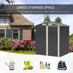 Outsunny Outdoor Storage Shed With Sliding Door 152 X 132 X 188cm - Grey - 845-291V01 -OUTSUNNY Sales Shop o u outsunny 845 291v01 storage