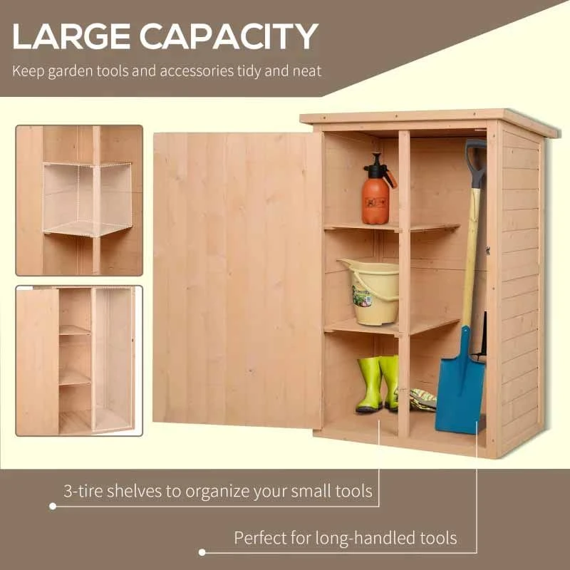 Outsunny 1.8 X 2.4ft Small Fir Wood Garden Storage Shed - Brown - 845-292 4 Outsunny 1.8 X 2.4ft Small Fir Wood Garden Storage Shed - Brown - 845-292 - Image 4