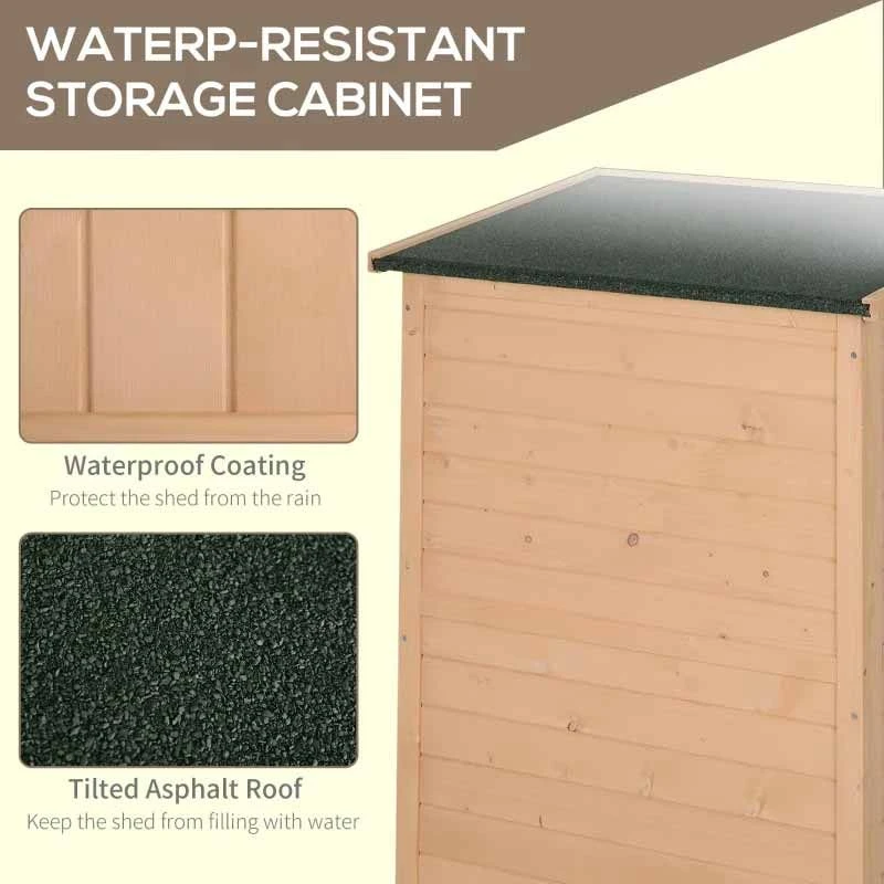 Outsunny 1.8 X 2.4ft Small Fir Wood Garden Storage Shed - Brown - 845-292 5 Outsunny 1.8 X 2.4ft Small Fir Wood Garden Storage Shed - Brown - 845-292 - Image 5