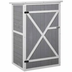 Outsunny 1.8 X 2.4ft Small Garden Fir Wood Storage Shed With Shelves - Grey - 845-292GY -OUTSUNNY Sales Shop o u outsunny 845 292gy full