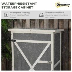 Outsunny 1.8 X 2.4ft Small Garden Fir Wood Storage Shed With Shelves - Grey - 845-292GY -OUTSUNNY Sales Shop o u outsunny 845 292gy waterproof